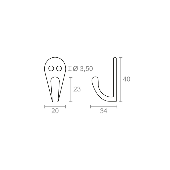 Percha colgador  simple aluminio 40x34mm niquel - Suinplas