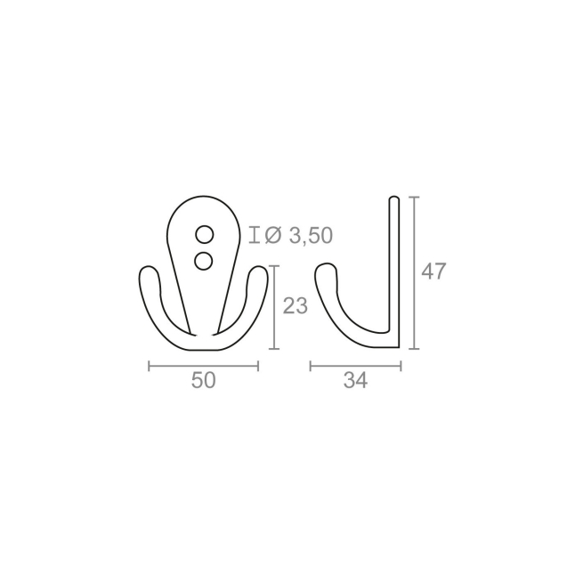 Percha colgador doble aluminio 50x47mm niquel - Suinplas