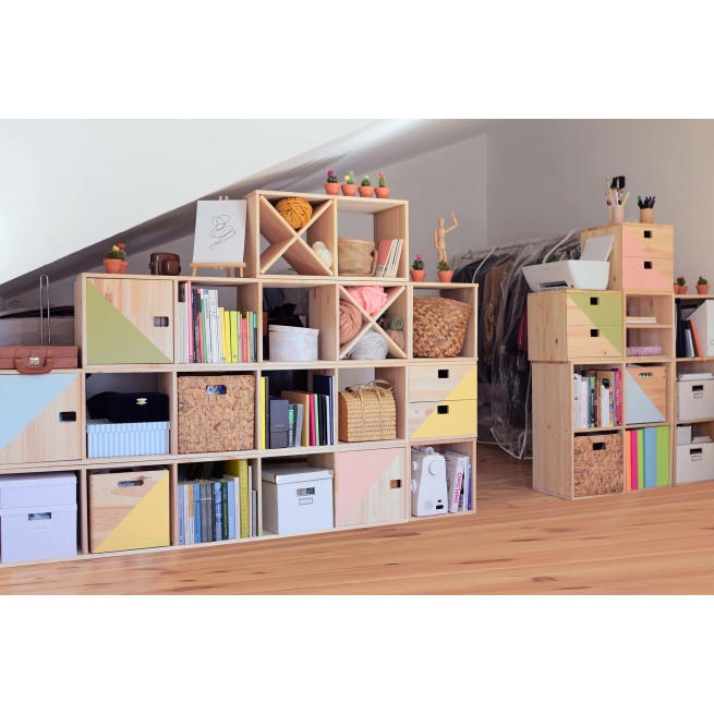 Estanteria 1 cubo de pino serie dinamic - Suinplas