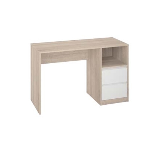 Mesa de estudio 2 cajones roble claro  y blanco   k 508 -...