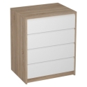 Cajonera 4 cajones  60 blanco liso /roble cortez k-763 -...