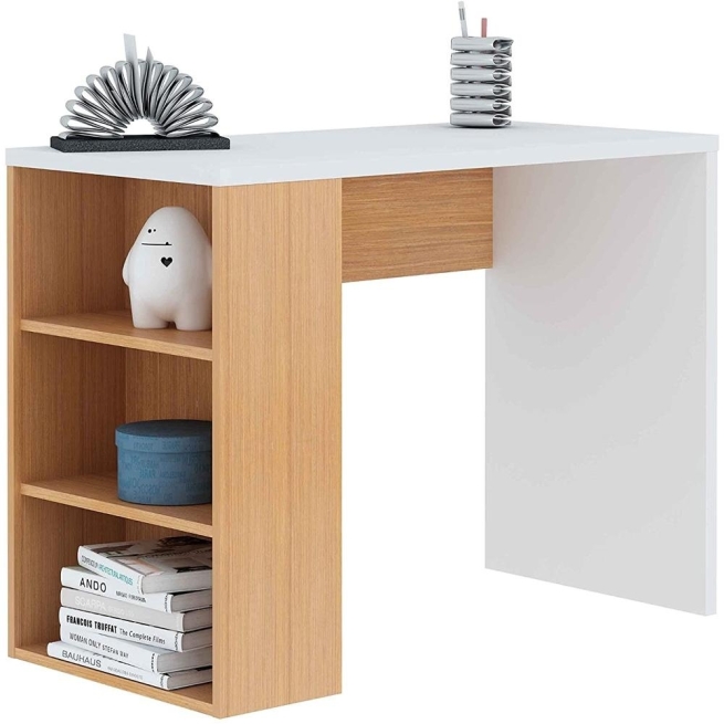 Mesa escritorio con estanterias  k-861  blanco y roble xx...