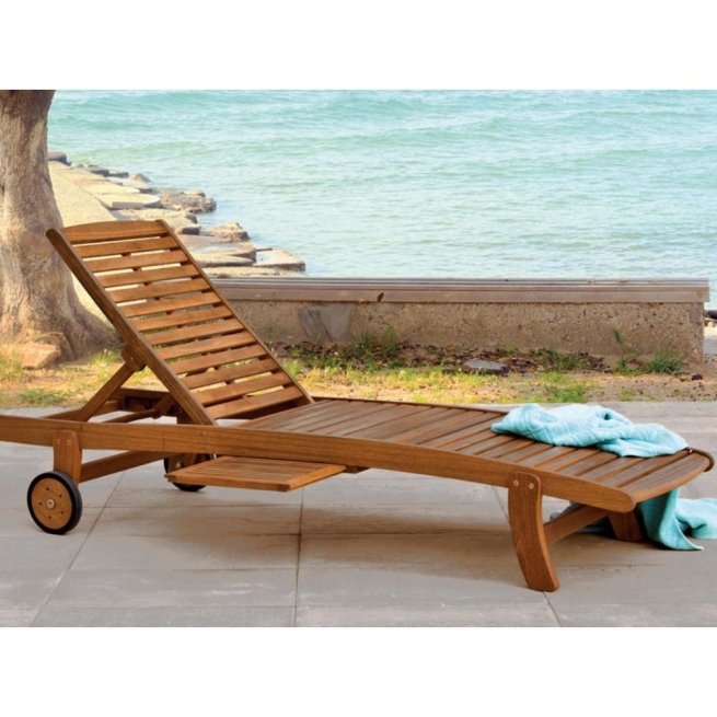 Tumbona reclinable madera exterior con ruedas    - Sui...
