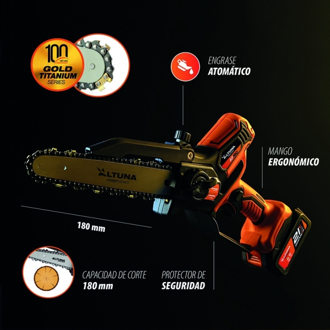 Mini motosierra batería ALTUNA AF180 21V brushless 