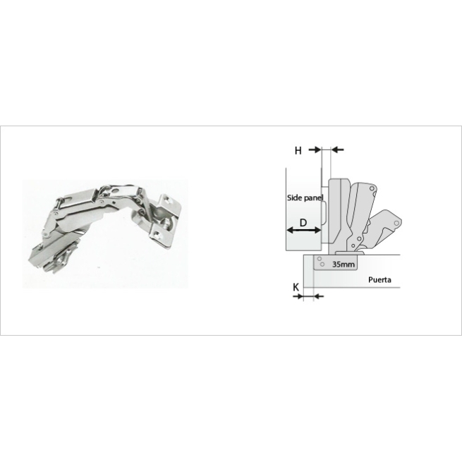 Bisagra dvf 165º acodada eje48 c/ base - Suinplas