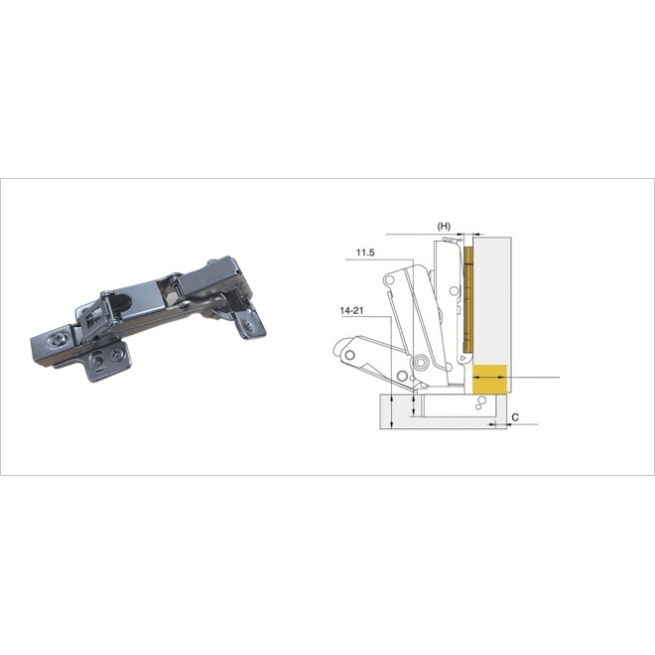 Bisagra dvf 165º recta eje 48 c/ base hidraulica - Suinplas