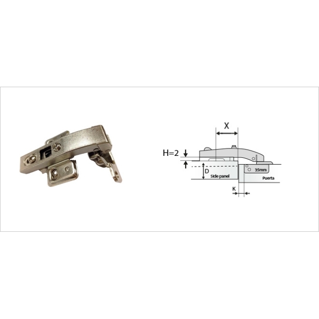 Bisagra dvf 90º contracodo eje48 c/ base - Suinplas