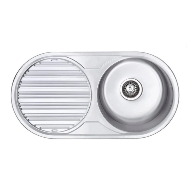Fregadero redondo 1 seno + 1 escurreplatos inox a izq - S...
