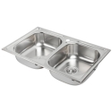 Fregadero 2 senos cuadrados acero inox encastrado sobre e...
