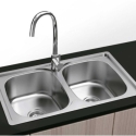 Fregadero 2 senos cuadrados acero inox encastrado sobre e...