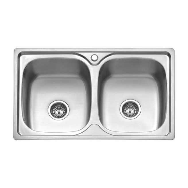 Fregadero 2 senos cuadrados acero inox encastrado sobre e...