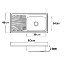 Fregadero inox cuadrado  1seno+1 escurreplatos izq. - Sui...