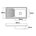 Fregadero inox cuadrado  1seno+1 escurreplatos derecha -...