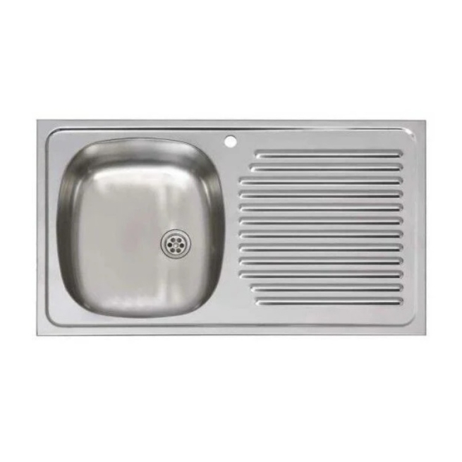 Fregadero inox cuadrado  1seno+1 escurreplatos derecha -...