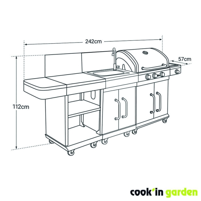Cocina Exterior Barbacoa Gas Fidgi 3 con Fregadero 