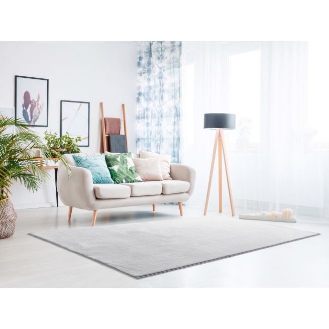 Alfombra Shaggy Loft Plata 120x120 cm Moderna y Suave 