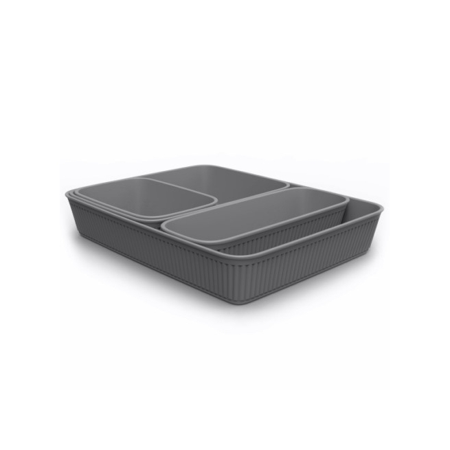 Set de organizacion cajones 4 piezas gris - Suinplas