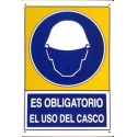 Cartel uso obligatorio  casco 34x25cm - Suinplas