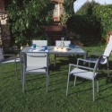 Silla con brazos mod. capri acero/textil antracita - Suin...