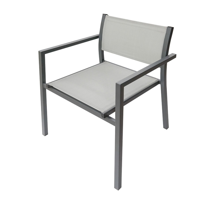 Silla con brazos mod. capri acero/textil antracita - Suin...