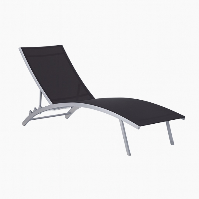 Tumbona jardin acero y textilene negro 5 posiciones - Sui...