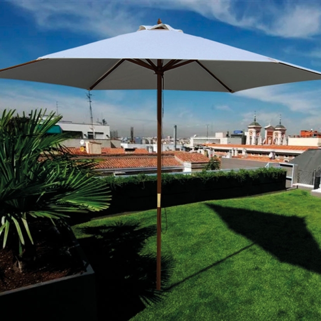 Parasol madera natural 3m ø  mastil 38mm color crudo - Su...