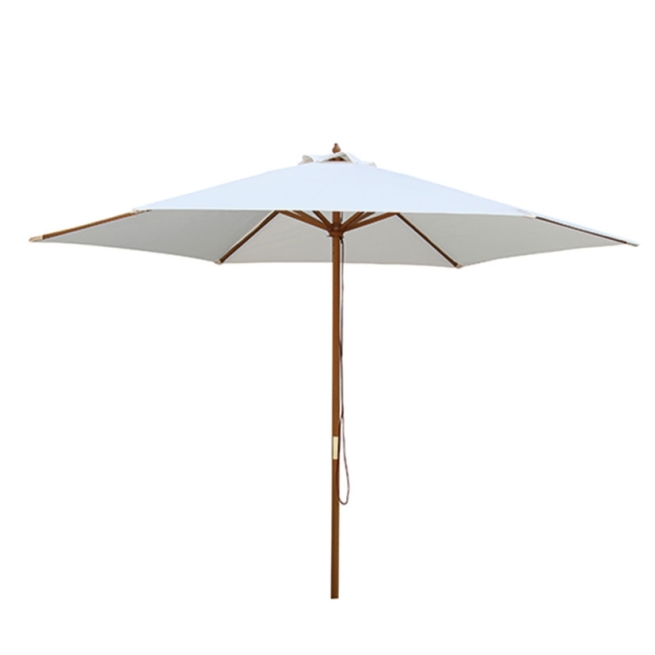 Parasol madera natural 3m ø  mastil 38mm color crudo - Su...