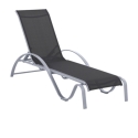 Tumbona acero/textilene negro reclinable y apilable - Sui...