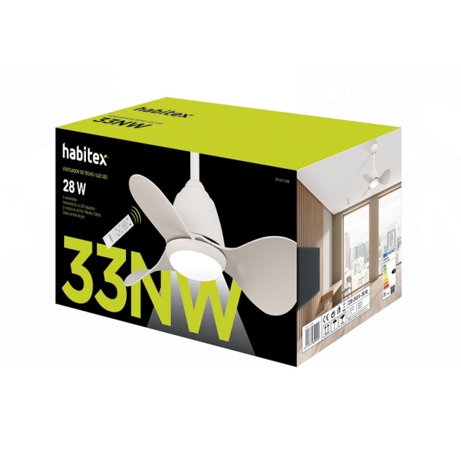 Ventilador techo led blanco habitex 33nw - Suinplas
