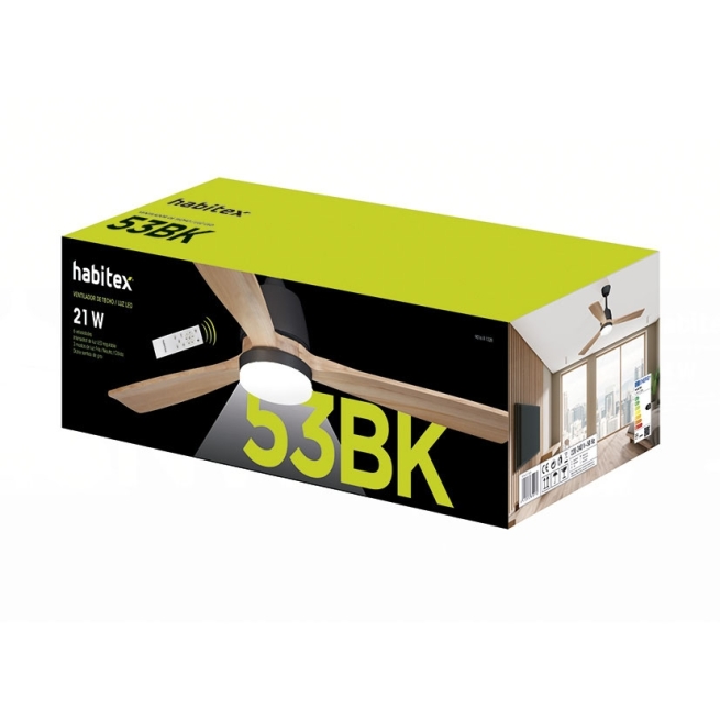 Ventilador techo led negro habitex 53bk - Suinplas