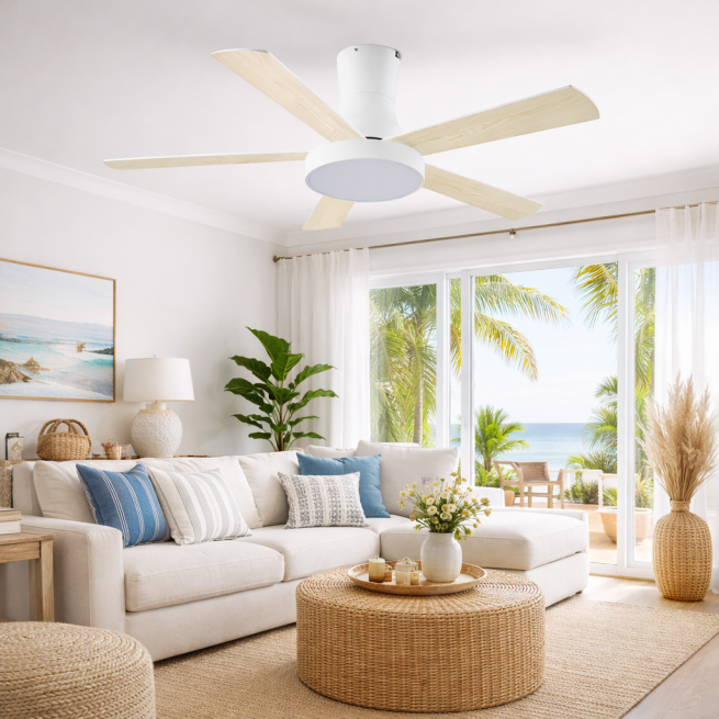Ventilador techo Habitex VTM50 132 cm LED blanco madera 