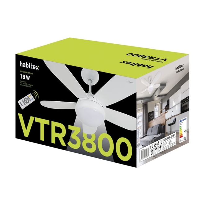 Ventilador de techo led integrado vtr 3800 mando a distan...