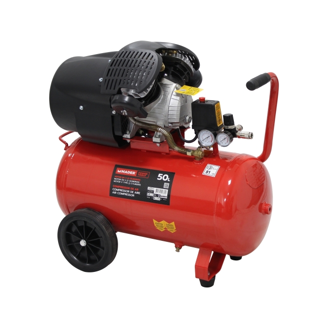 Compresor de aire, monobloco, 50l, 3hp, 2 cilindros - mad...