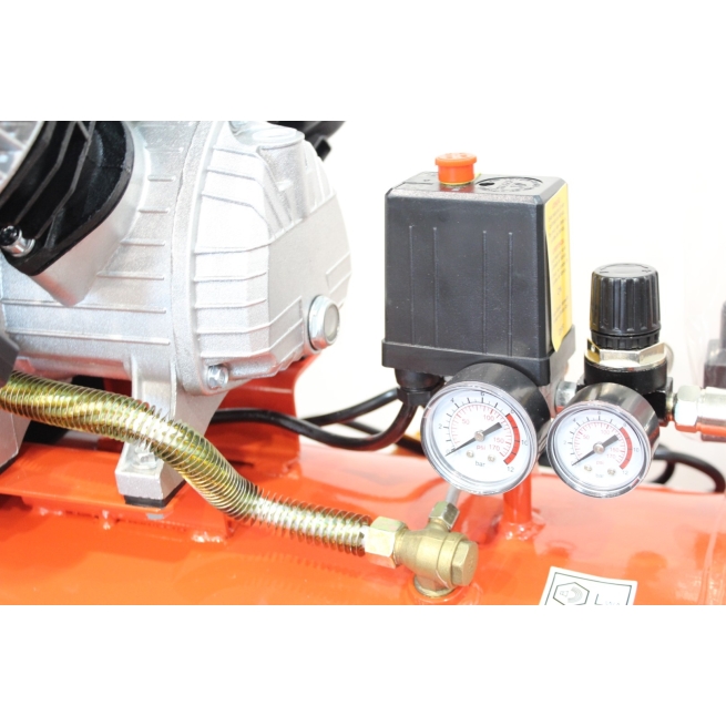 Compresor de aire, monobloco, 100l, 3hp, 2 cilindros - ma...