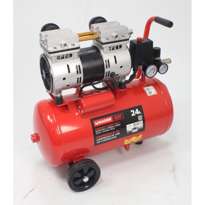 Compresor de aire monobloco 24l 2hp  cabezal doble - made...