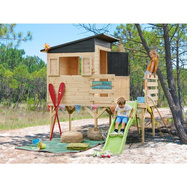 Casita de madera infantil con tobogan porland - Suinplas