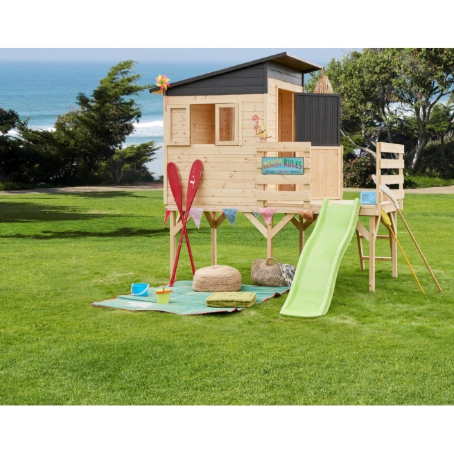 Casita de madera infantil con tobogan porland - Suinplas