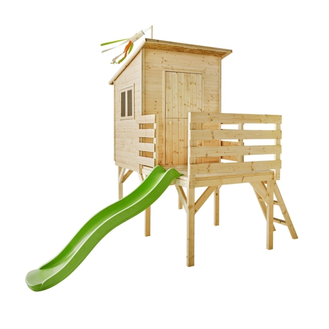 Casita de madera infantil con tobogan porland - Suinplas