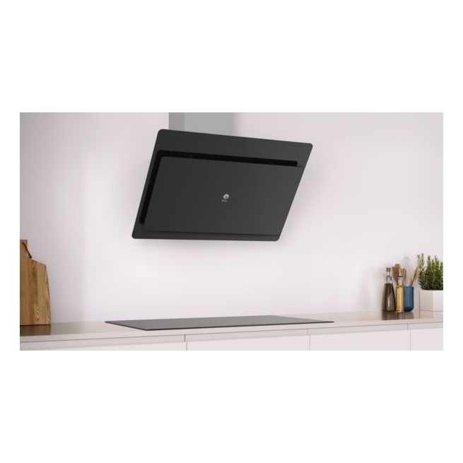 Campana balay pared inclinada 80 cm 680 m3/h cristal negr...