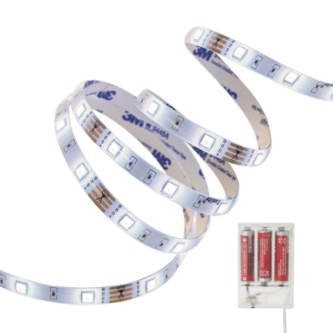 Tira de luz led a pilas 1m luz blanco neutro - Suinplas