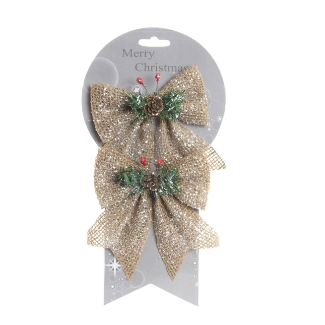 Navidad lazo set 2 jute nevado     - Suinplas