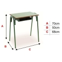 Pupitre escolar 70 x 50 cm estructura gris tapa laminada...