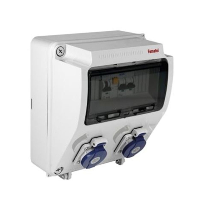 Caja industrial FAMATEL IP65 con puerta y carril DIN 