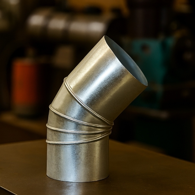 Codo 45° Rizado Galvanizado para Estufa 100mm