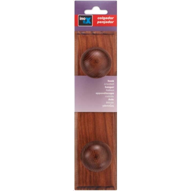 Perchero pino avellana 2 pomos      - Suinplas