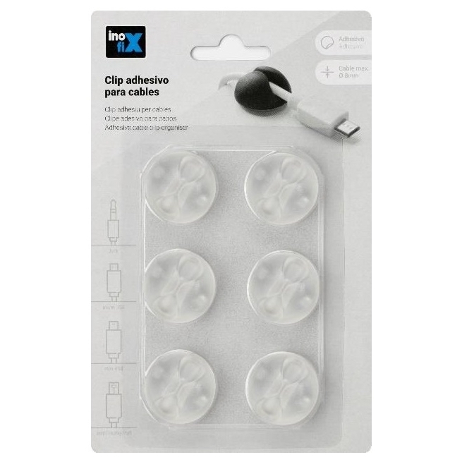Clip adhesivo para cable transparente - Suinplas