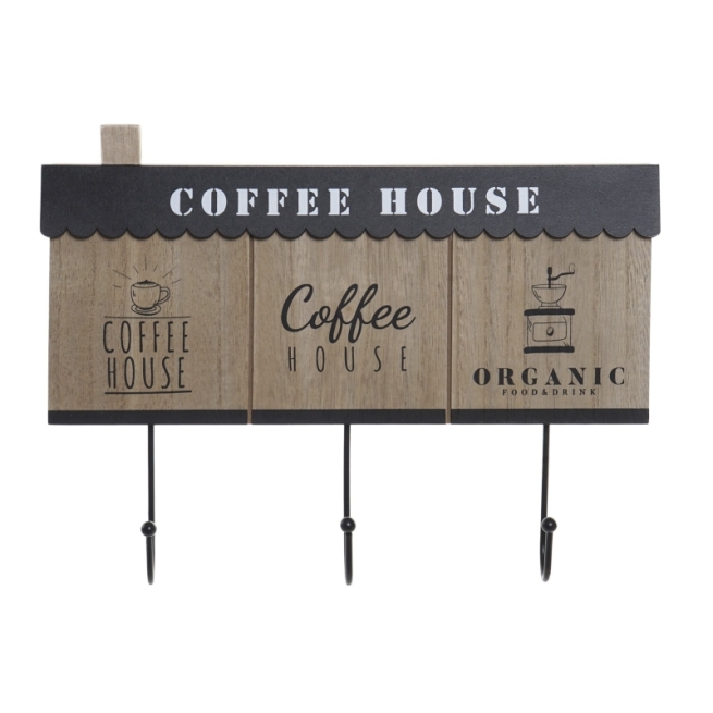 Perchero pared madera y metal coffee   - Suinplas