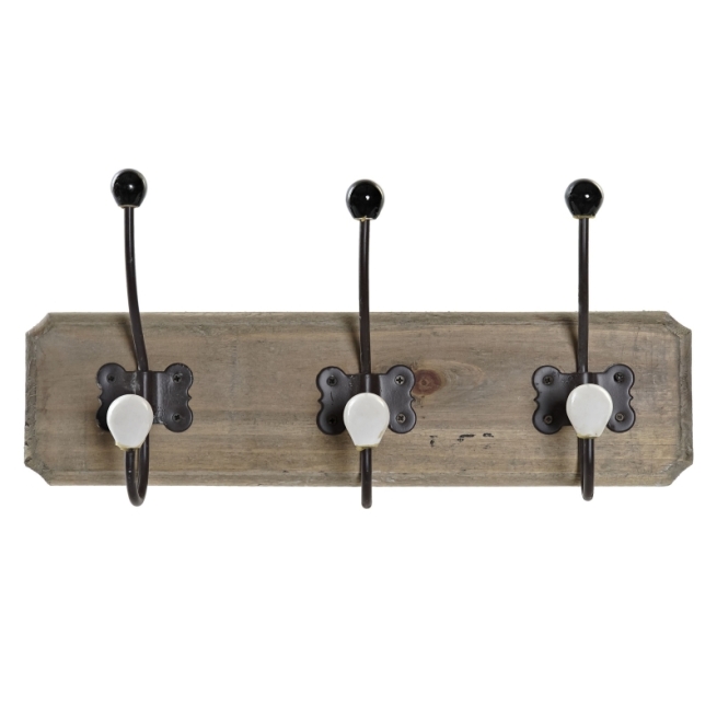 Perchero pared madera metal 39x10x19    - Suinplas