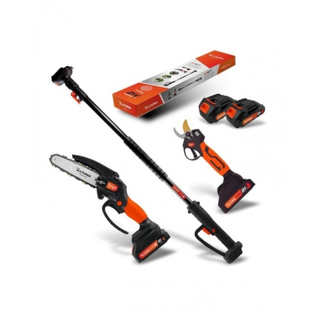 Kit motosierra + tijera 2 baterias 2.0ah + pertiga altuna...