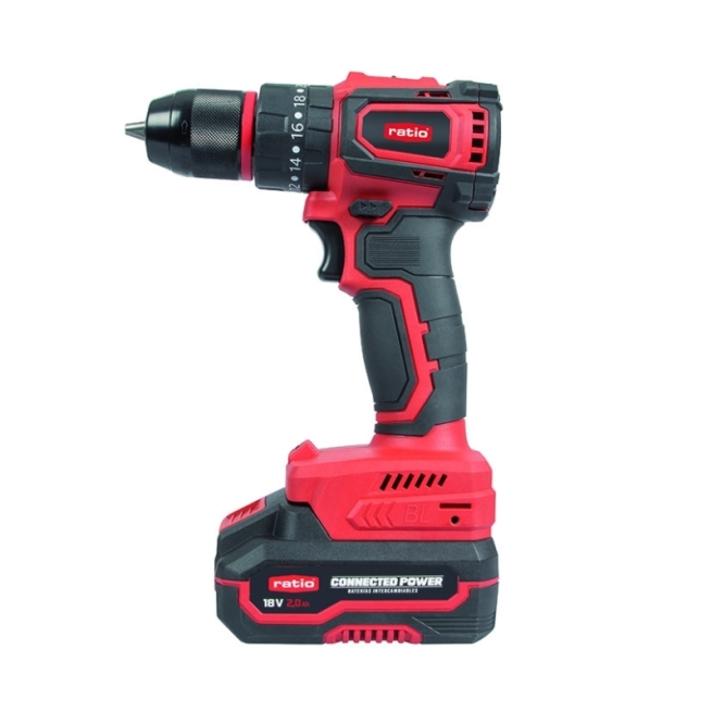 Taladro Percutor RATIO 18V Brushless + 68 Accesorios 